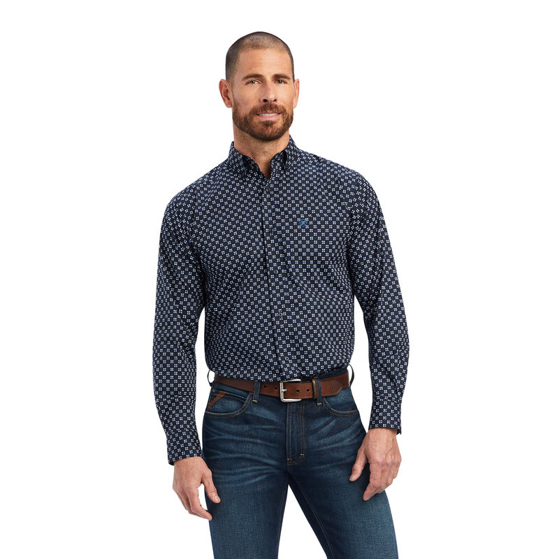 Ariat Hemden Herren - Baker Stretch Fitted Navy ( IXRWL-5708 )